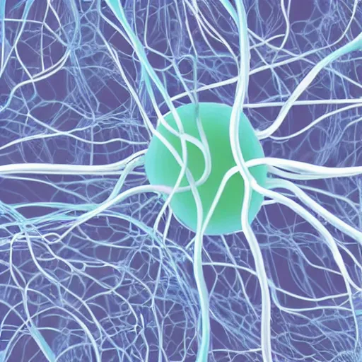 Image similar to 2 d representation of two neurons connected to each other, realistic