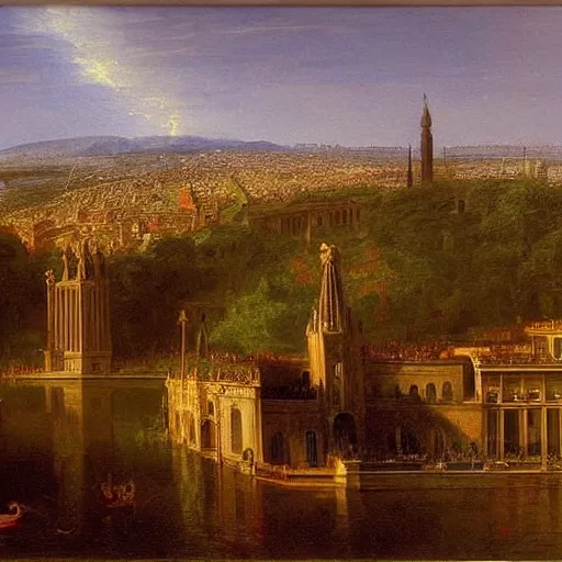 Image similar to Barcelona painted by Thomas Cole