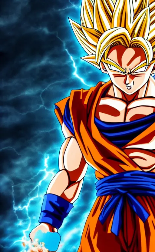 goku super saiyan 5, epic poster, storm in the, Stable Diffusion