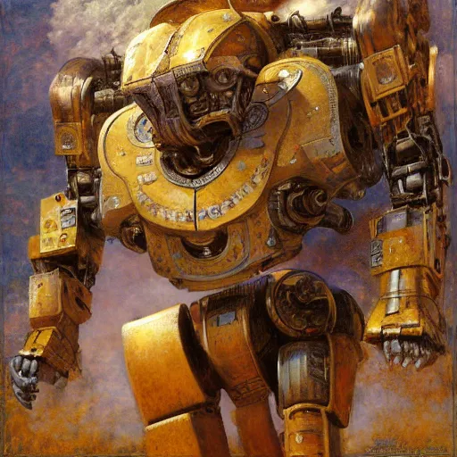 Prompt: highly detailed painting of a robotic humanoid bull mecha, painting by gaston bussiere, craig mullins, j. c. leyendecker, lights, art by ernst haeckel, john william godward, hammershøi, alex grey, dmt, symmetric, masterpiece details, hyper - detailed, hd, hdr, 4 k, 8 k