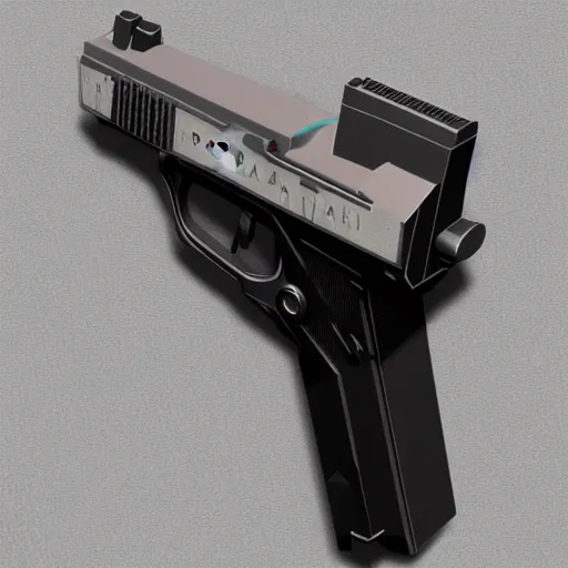 Image similar to artdeco cyberpunk pistol