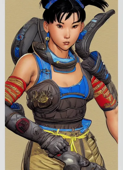 Image similar to apex legends chun li. concept art by james gurney and mœbius.