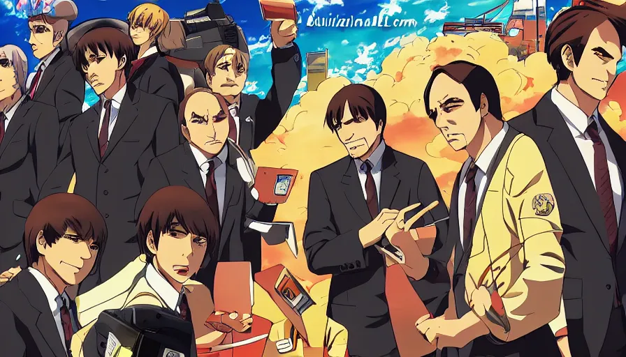 Prompt: better call saul anime key visual art, anime, pixiv fanbox, shinkai makoto style