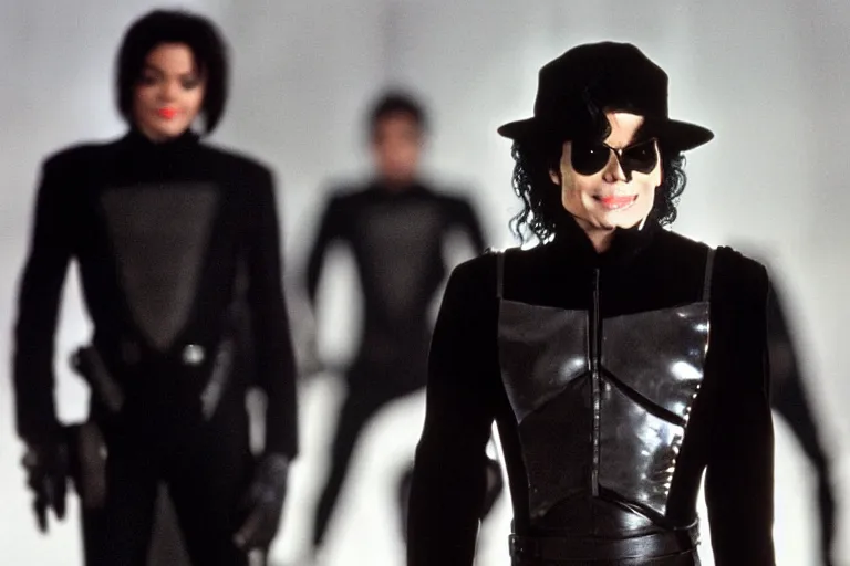 Image similar to michael jackson as agent m with straight fringe hair inside the men in black iii