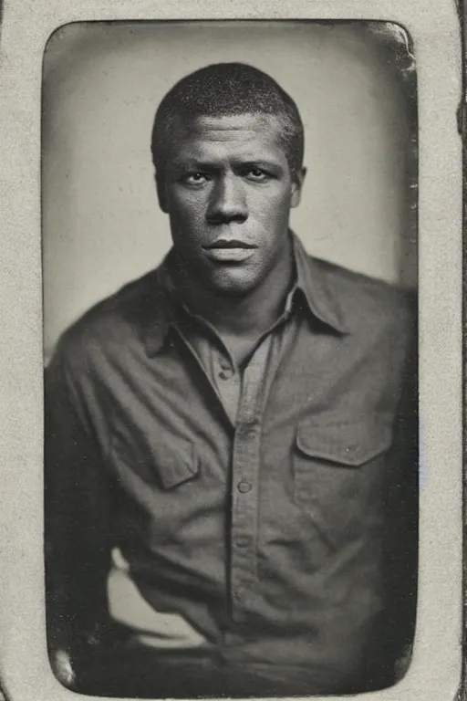 Image similar to a tintype photo of the actor Steve McQueen