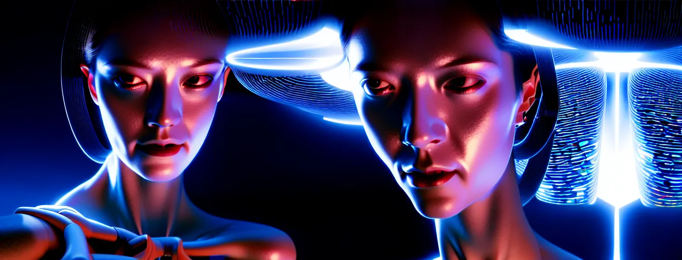 Prompt: lasers, circuit board artifacts, holographics, a. i. artificial intelligence tech, ultrarealistic, futuristic, dramatic lighting, electrical details, super high details, 4 k, 8 k, best, accurate, trending on artstation, photorealism, digital painting, style of caravaggio, hajime sorayama, boris vallejo