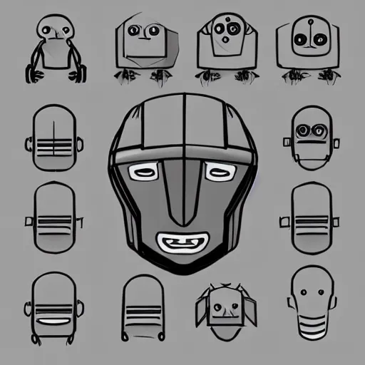 Image similar to sketches concept art robot mascot simple large head icon