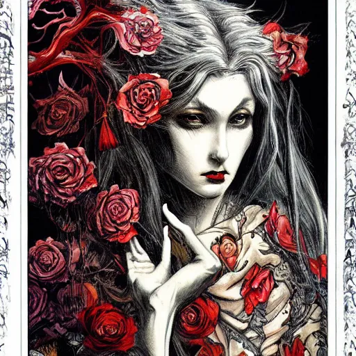 Image similar to a painting in the style of ayami kojima and in the style of charles dulac.