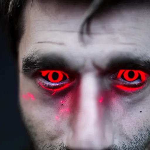 Image similar to a man with red glowing eyes