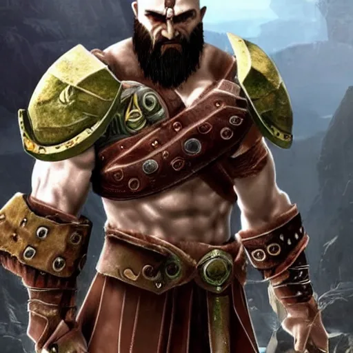 Image similar to kratos from god of war in halo spartan armor