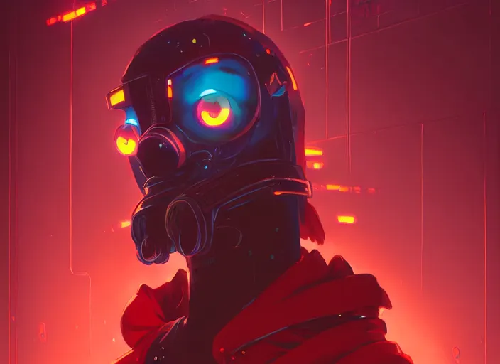 Image similar to cyberpunk mallard duck wearing red cultist robe, details, futuristic, epic, sacrificial altar, landscape illustration concept art anime key visual trending pixiv fanbox by wlop and greg rutkowski and makoto shinkai and studio ghibli and kyoto animation symmetrical facial features