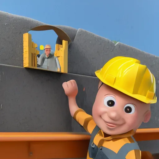 Prompt: Bob the builder building the Berlin wall, photorealistic, 4K,