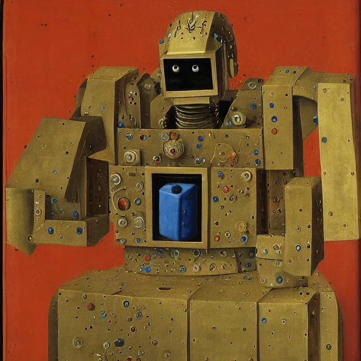 Image similar to a robot, by Jan van Eyck