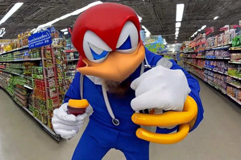 Prompt: Doctor Robotnik in real life at Walmart, smartphone footage