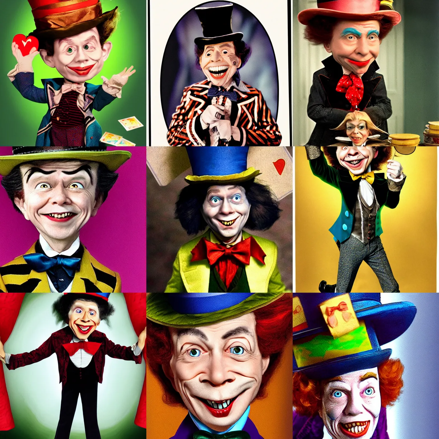 Prompt: alfred e neuman as the mad hatter from alice through the looking glass