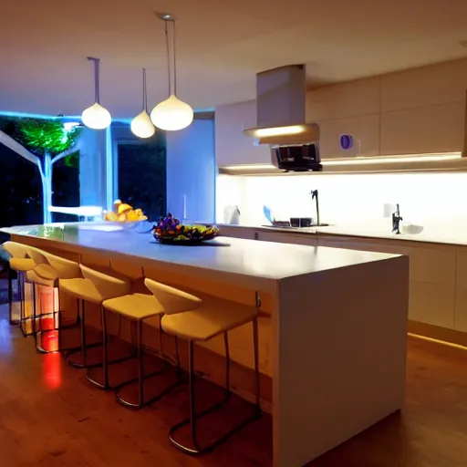 Image similar to kitchen plinth with led strip lights, homes and gardens, photo,