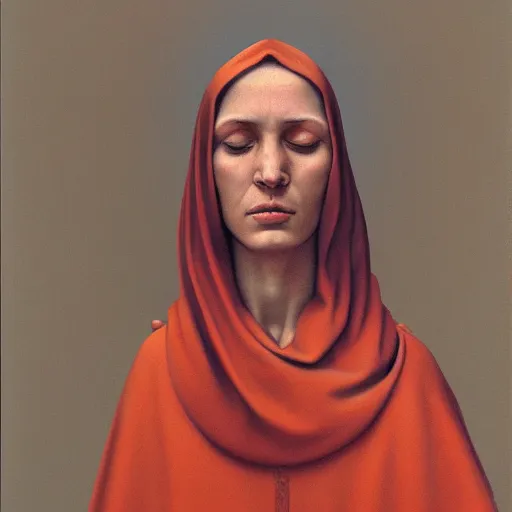 Prompt: portrait of a holy catholic female saint, trending on art station, 4k UHD, 8k, painting illustration, high detail by zdzisław beksiński