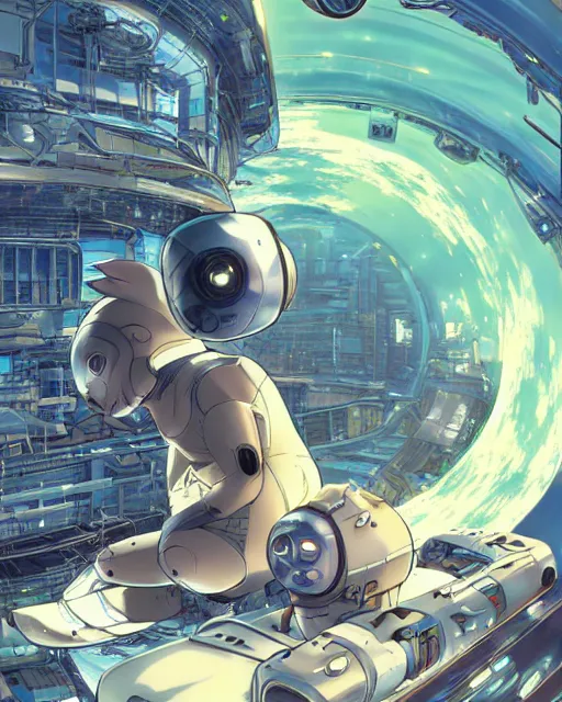 Image similar to rodent, cybernetic enhancements, art by makoto shinkai and alan bean, yukito kishiro