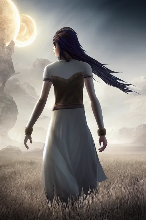 Image similar to Dreamsfall videogame The Longest Journey female protagonist, photorealistic full body, white ambient background, unreal engine 5, hyperrealistic, highly detailed, XF IQ4, 150MP, 50mm, F1.4, ISO 200, 1/160s, natural light, Adobe Lightroom, photolab, Affinity Photo, PhotoDirector 365, realistic