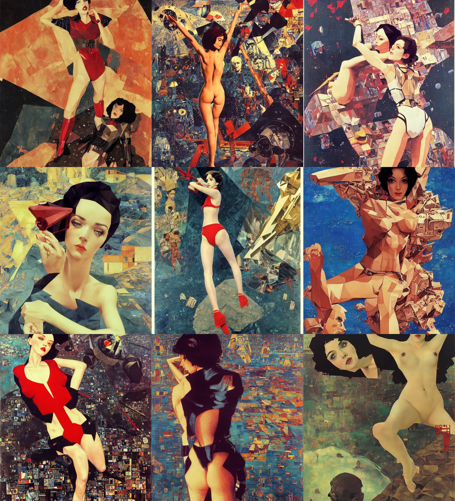 Prompt: low poly, low poly, low poly, industrial, soviet painting, holywood actress, star wars, social realism, barocco, Frank Frazetta, Denis Sarazhin, klimt, Dean Ellis, Detmold Charles Maurice, gustav klimt, levitation, movie poster 1993 anime