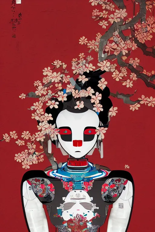 Prompt: full body portrait of a Japanese robot geisha with kanji tattoos and decals wearing a digital pixelated kimono, intricate design, photorealistic, ultra fine detailed, character design, trending on artstation