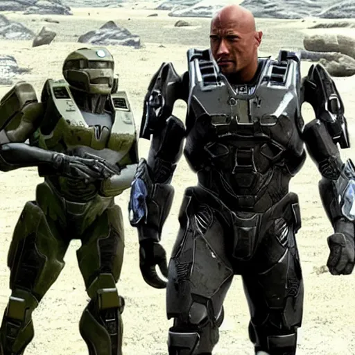 Image similar to Laurence Fishburne and Dwayne Johnson in Halo