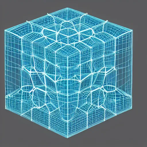 Prompt: 3D Representation of a 4D Hypercube, Scientific Illustration