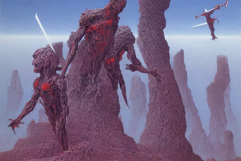 Image similar to the sword stuck in the earth, wayne barlowe.