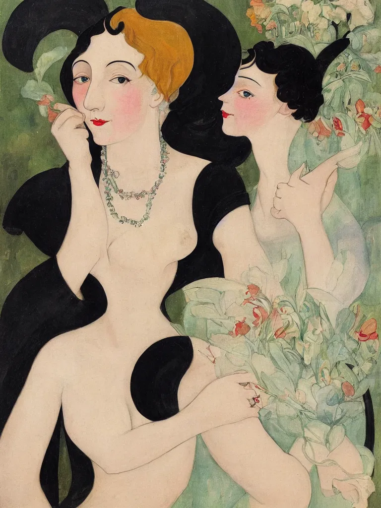 Prompt: a portrait of a woman by gerda wegener,