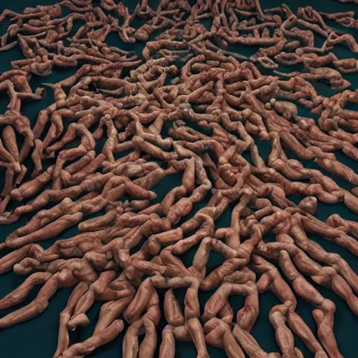 Prompt: a mass of human legs inspired by scp