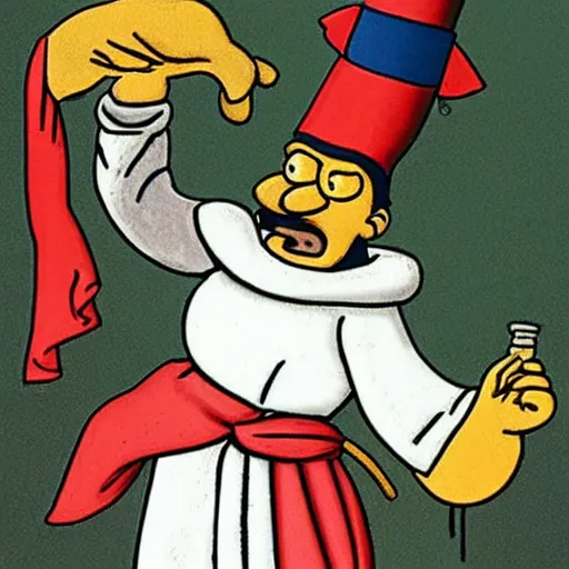 Prompt: pulcinella of naples, from the simpsons episode 1 1