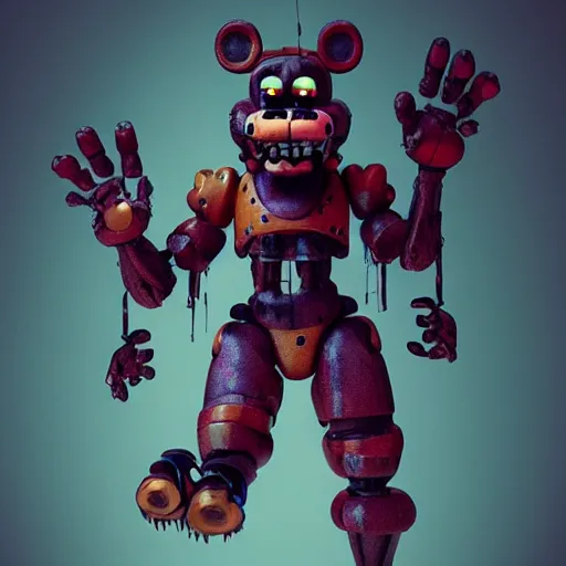 Image similar to horror animatronic from fnaf, by wlop, 8 k, super detailed, octane render, vfx, super realistic, unreal engine