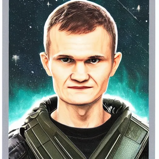 Prompt: portrait of vitalik buterin as starbuck from battlestar galactica