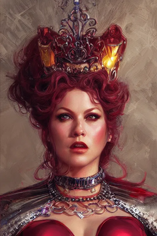 Image similar to Queen of Hearts, closeup character portrait art by Donato Giancola, Craig Mullins, digital art, trending on artstation