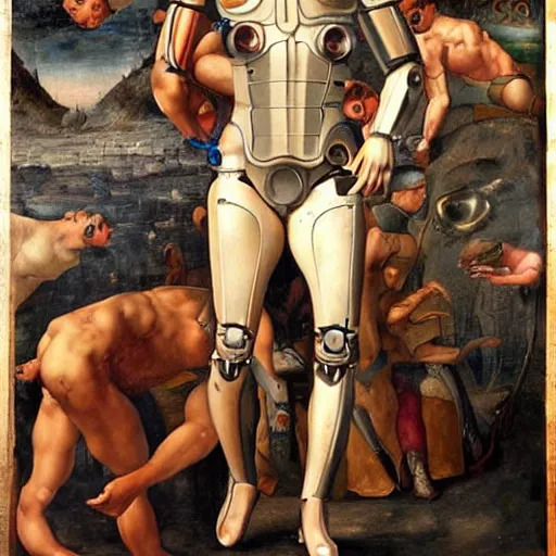 Image similar to cyborg renaissance painting