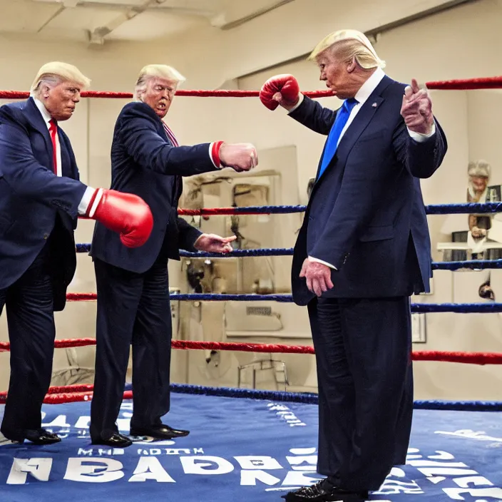 Image similar to joe biden and donald trump boxing match