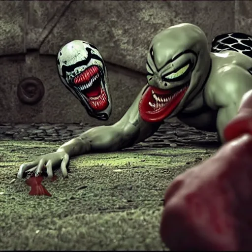 Image similar to snake shooting his venom at clown on the graveyard, ultra realistic, 1 0 8 0