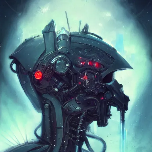 Image similar to a portrait of a sinister cybernetic horsemen of the apocalypse, cyberpunk concept art by pete mohrbacher and seb mckinnon and beksinski and josan gonzales, digital art, highly detailed, intricate, sci-fi, sharp focus, Trending on Artstation HQ, deviantart, unreal engine 5, 4K UHD image