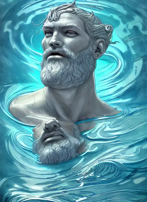 Prompt: poseidon, realistic dream illustration, fantasy, digital painting, refreshing, trending on artstation, concept art, smooth, illustration by james jean