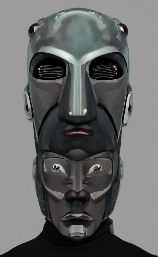 Prompt: 2049 bladerunner robot face with muori tribal face