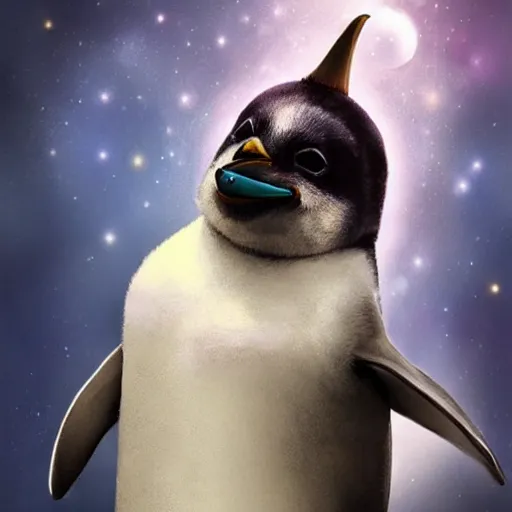 Image similar to epic professional digital airbrushed portrait art of a cute baby penguin dressed as a magician,, best on artstation, cgsociety, wlop, Behance, pixiv, cosmic, epic, stunning, gorgeous,, masterpiece by Dorian Cleavanger and Stanley Lau,