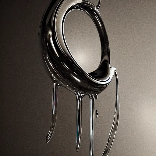 Image similar to abstract impossible chrome drippy sculpture fine art jewelry, concept art, 3D object, octane render, unreal engine