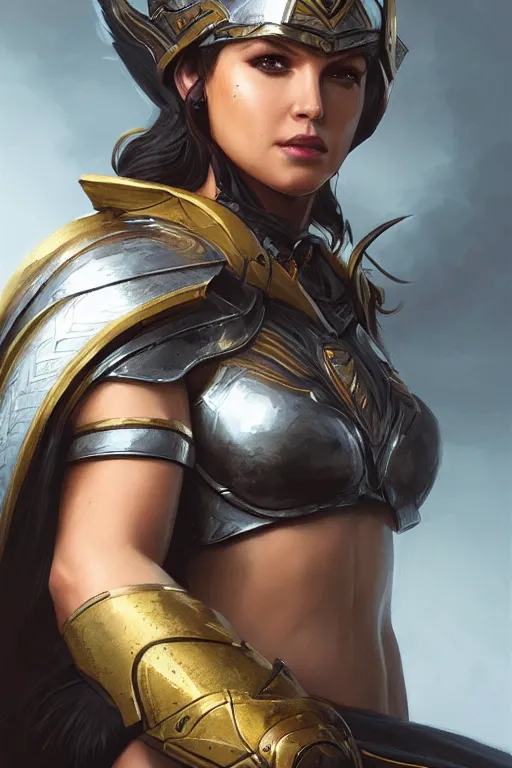 Image similar to amazon valkyrie athena, d & d, fantasy, portrait, highly detailed, headshot, digital painting, trending on artstation, concept art, sharp focus, illustration, art by artgerm and greg rutkowski and magali villeneuve