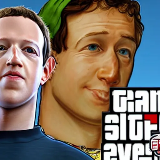 Image similar to mark zuckerberg posing on a gta load screen