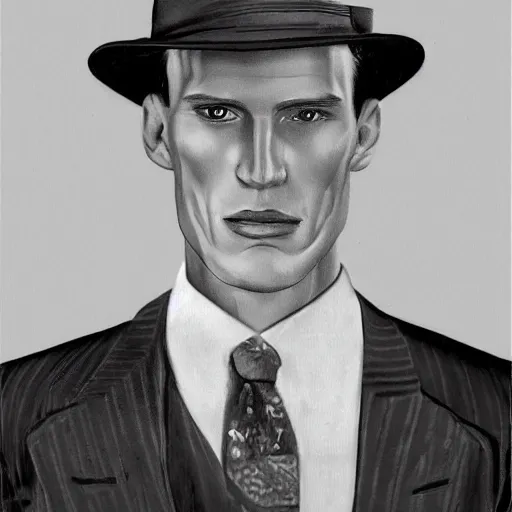 Image similar to A photograph portrait of Jerma985 wearing a suit with and fedora in the 1940s, taken in the early 1940s, grainy, taken on a 940s Kodak Camera, realistic, hyperrealistic, very realistic, highly detailed, very detailed, extremely detailed, detailed, digital art, trending on artstation