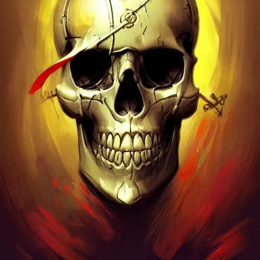 Image similar to cyborg pirate skull in the style of Marc Simonetti