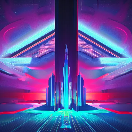 Prompt: blue metropolis heaven album cover design by beeple, Pi-Slices and Kidmograph, beautiful digital illustration