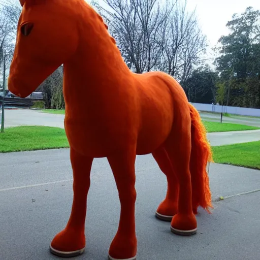 Prompt: a craigslist post selling a giant orange horse in a blue field