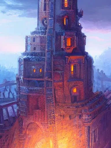 Prompt: crumbling tower colapsing. been hit by thunder. intricate, elegant, highly detailed, digital painting, artstation, concept art, sharp focus, illustration, by justin gerard and artgerm, 8 k