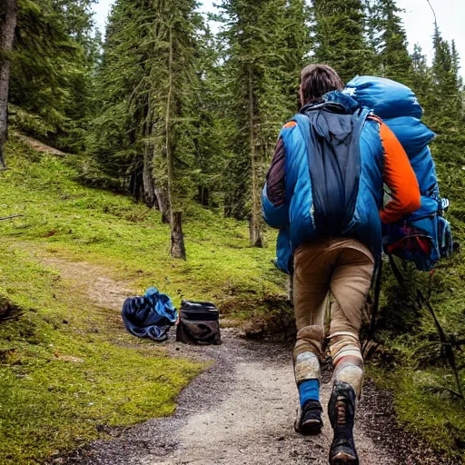 Image similar to hiker unloading the car before camping, style by etienne hebinger